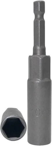 Vista 2 de Llave de vaso de 1/4 de pulgada con vástago hexagonal profunda, adaptador de llave eléctrica, herramienta de taladro de tuerca, 2 piezas (0.394 in)