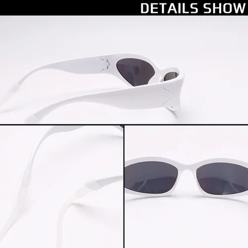 Vista 5 de GUVIVI Gafas de sol para niños con correa envolvente, gafas de sol futuristas para niños y niñas, persianas ovaladas de 4 a 12 años