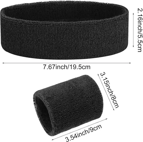 Vista 4 de ASTER Juego de 6 muñequeras para la cabeza, incluye 2 diademas deportivas y 4 pulseras deportivas a rayas coloridas para hombres y mujeres