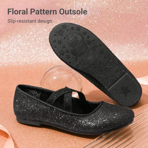 Vista 6 de Dream Pairs Girls Ballerina Dress Shoes Mary Jane Flats Negro