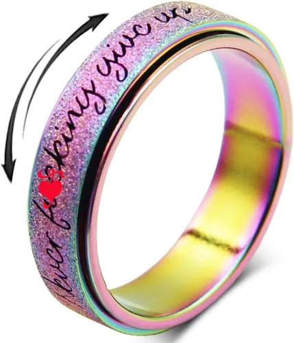 Vista 9 de Anillo Inicial Giratoria de Ansiedad para Mujeres Anillo de Ansiedad para Mujeres y Hombres Anillo de Pulgar para Hombres Anillo Giratoria de Plata