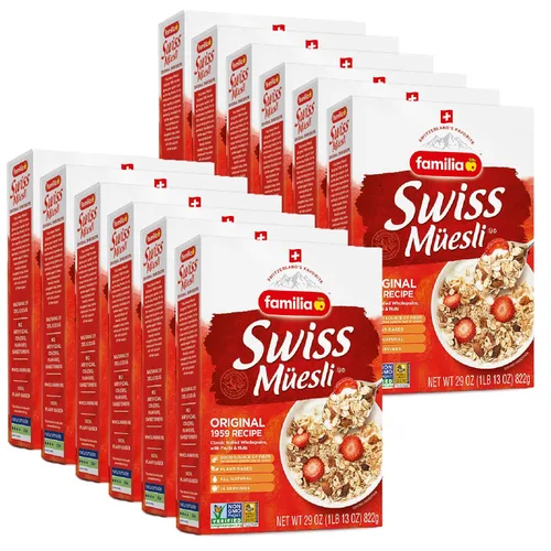 Vista 11 de Familia Cereal suizo Muesli, receta original con frutas y nueces, disfruta de avena caliente, fría o durante la noche, 29 onzas (paquete de 1)