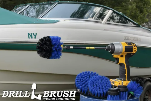 Vista 7 de Kit de limpieza de Drill Brush, cepillos con conector para taladro, ideal para limpieza de alfombras, baños, limpieza de lechadas y limpieza de Azul