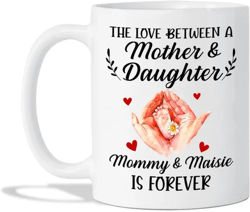 Vista 9 de Taza de café con nombre personalizado "Best Mom Ever", regalos para cumpleaños, regalos de niños, taza de café floral personalizada, regalo