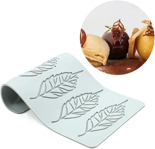Vista 13 de Moldes de silicona de hojas huecas, moldes de chocolate con forma de corazón, geometría, molde de silicona 3D, molde de hojas de caramelo
