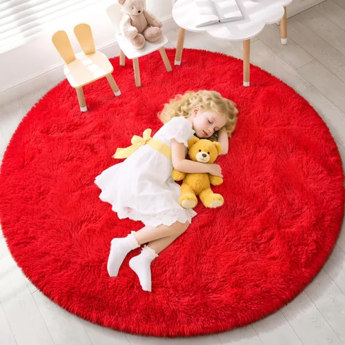 Vista 96 de EVOIONOS Alfombra Redonda Negra para Dormitorio, 4x4 Pies Alfombra de Área Circular Suave y Esponjosa para Sala de Estar, Alfombra Circular de Felpa