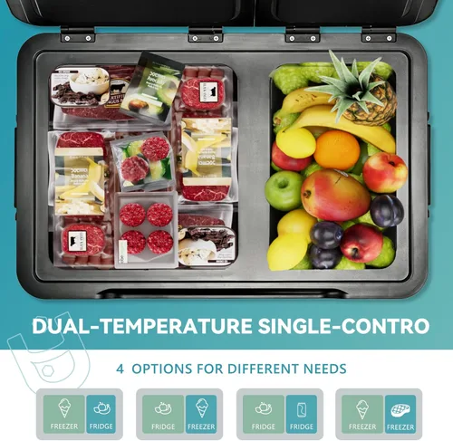 Vista 2 de EUHOMY Refrigerador de 12 voltios, enfriador eléctrico de 37QT de doble zona con control por aplicación, refrigerador para automóvil con 12/24V DC