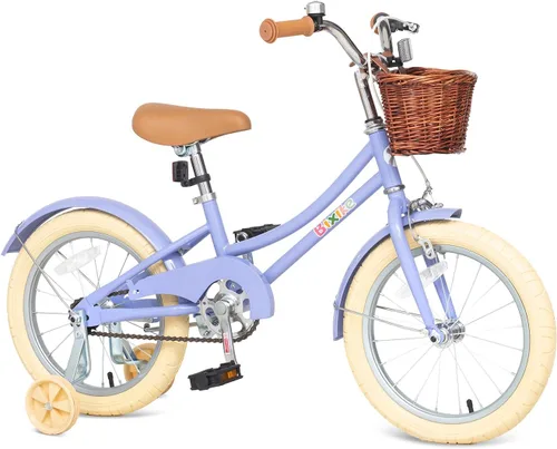 Vista 11 de Bixike Bicicleta de diseño retro para niñas con cesta y freno de posavasos para niños de 3 a 13 años, bicicleta de crucero de 14, 16, 18 pulgadas