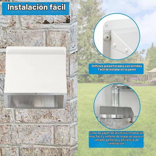 Vista 8 de Cubierta de ventilación de secadora de 4 pulgadas en el exterior, cubierta de ventilación exterior para secadora, cubierta de ventilación