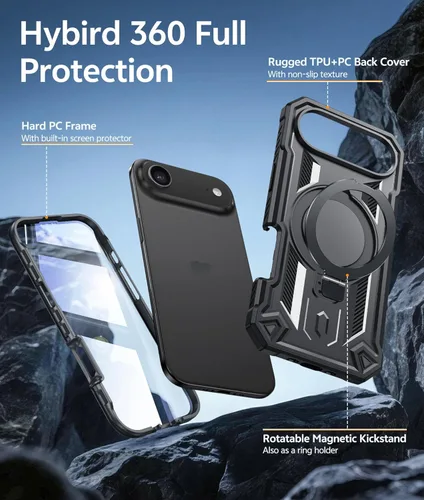 Vista 4 de FNTCASE Funda para iPhone Air Phone Case: Compatible con MagSafe Protector de pantalla integrado Soporte con grado militar a prueba de caídas