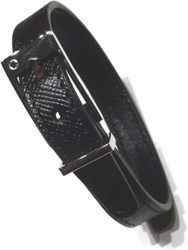 Vista 3 de Montblanc 11291663 - Pulsera de piel sartorial negra 63, M, Acero inoxidable