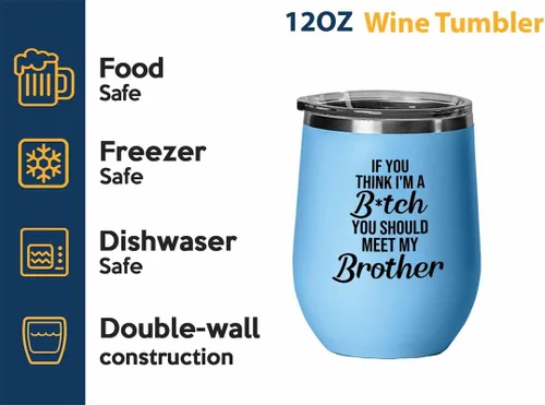 Vista 2 de Funny brother Blue Edition Wine Tumbler 12oz - should meet my brother - Family Squad Fam Thank You Gift Siblings Parents Grandparents Funny brother