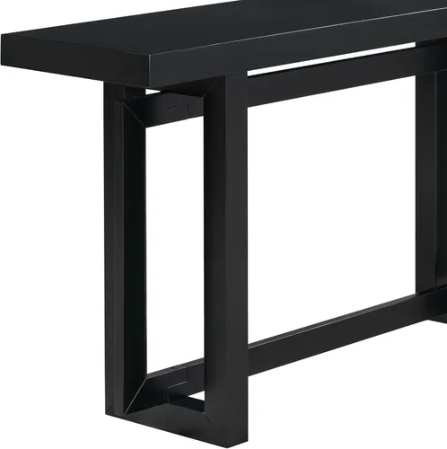 Vista 7 de Mesa consola de sofá de 59 pulgadas de largo, mesa de pasillo de madera dura, sin cajones de almacenamiento, mesa de entrada negra moderna, mesa