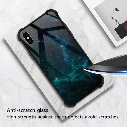 Vista 2 de CARLOCA Funda compatible con iPhone XR, iPhone XR para niños, hombres y jóvenes, diseño de nebulosa espacial, a prueba de golpes, antiarañazos