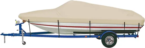 Vista 8 de iCOVER - Funda para lancha remolcable, resistente, impermeable, lona, grado marino, apta para lanchas de pesca y esquí, V-Hull, de 14-16 pies