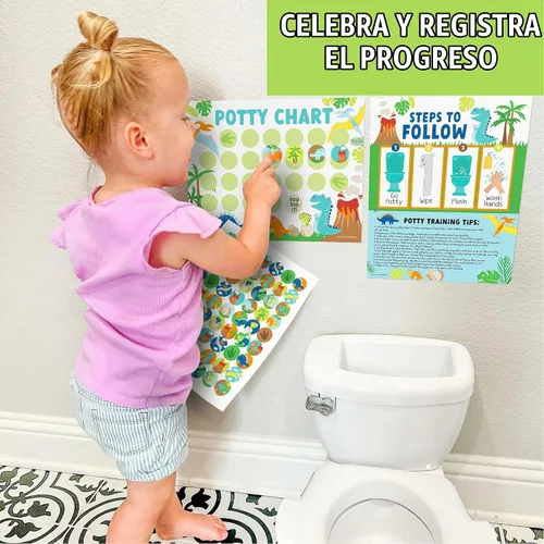 Vista 8 de 10 Tabla de entrenamiento para ir al baño para niños pequeños Tabla de Dinosaurio