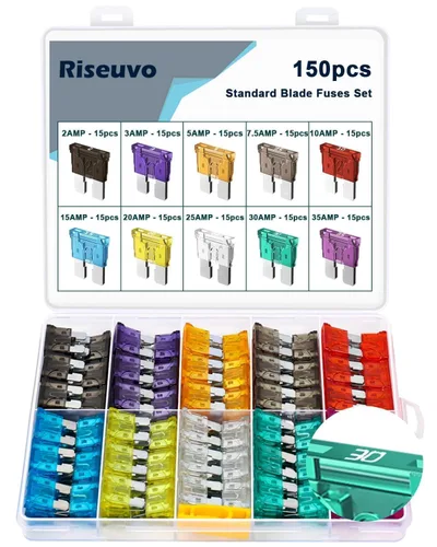 Vista 15 de Riseuvo Juego de 36 fusibles de automóvil – Fusibles surtidos de repuesto de cuchillas para automóvil, RV, cámper, barco, camión, motocicleta