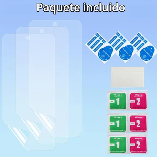 Vista 5 de LOOKSEVEN Paquete de 3 películas de hidrogel para Samsung Galaxy Note 8 y Note 9, protector de pantalla de TPU suave transparente, película
