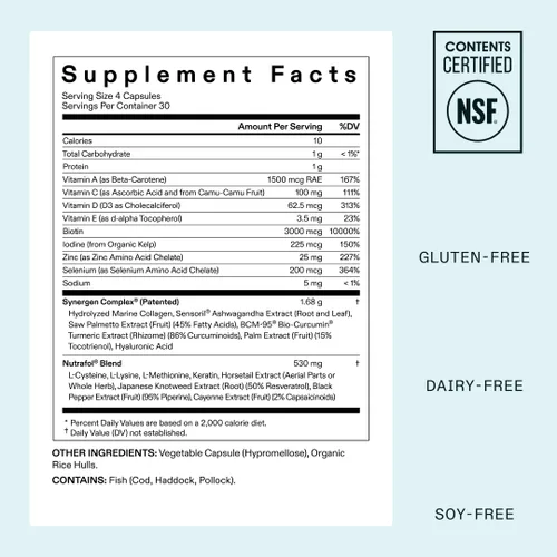 Vista 6 de Nutrafol Suplementos para el crecimiento del cabello y suero capilar para mujeres, de 18 a 44 años, clínicamente probado para grosor y fuerza