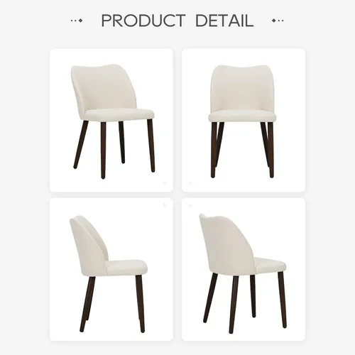 Vista 6 de MALOL Juego de 4 sillas de comedor, sillas de cocina tapizadas de tela con respaldo curvo, asiento acolchado y patas de madera maciza, silla