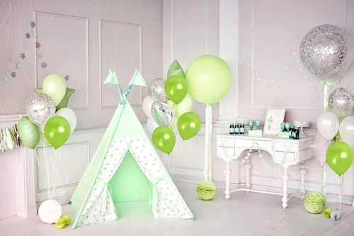 Vista 4 de Treasures Gifted Paquete de 36 globos metálicos de color verde lima, globos de látex verde claro de 12 pulgadas, suministros de fiesta de neón