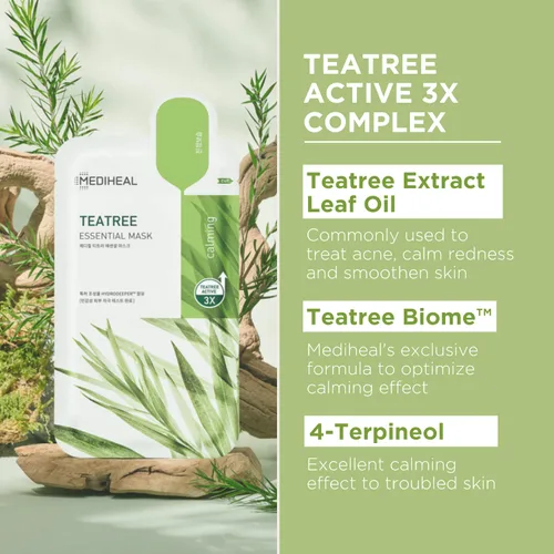 Vista 5 de Mediheal Oficial Mejor Máscara de Hoja Coreana - Máscara Facial Esencial de Colágeno y Árbol del Té, 20 Hojas, Lifting, Reafirmante, Calmante