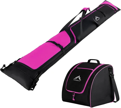 Vista 9 de GoHimal Ski Bag & Boot Bag Combo, Padded Ski Carrier Fits Skis Up to 200CM, Fits Boots Up to US13, Safety Reinforced, Water-Resistant, Ski Travel