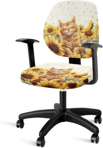 Vista 32 de Talayituse - Funda para silla de oficina o computadora con estampado de estrellas de playa, funda de asiento dividida elástica, extraíble y lavable