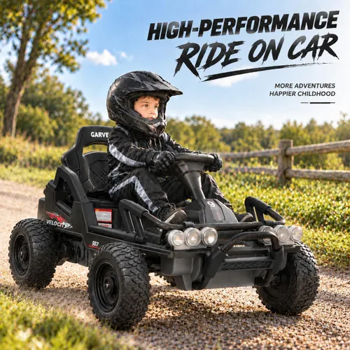 Vista 7 de Go Kart eléctrico de 12 V para niños, coche con marco de metal de 3 a 6 Negro