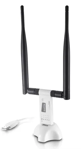 Vista 5 de Netis Adaptador USB inalámbrico N de largo alcance de 300 Mbps con dos antenas de 5dBi y base USB 2.0 (WF-2116), 300 Mbps de alta ganancia