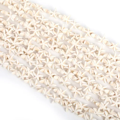 Vista 3 de 35-38 cuentas de estrella de mar, cuentas espaciadoras para hacer joyas, pulseras, collares, bricolaje (blanco)