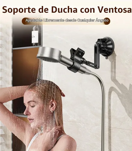 Vista 4 de Soporte de cabezal de ducha de succión ajustable, tamaño grande