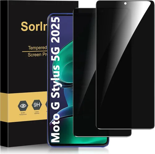 Vista 8 de Paquete de 2 protectores de pantalla de privacidad para Motorola Moto G Stylus 5G 2024, película privada de vidrio templado, compatible con fundas