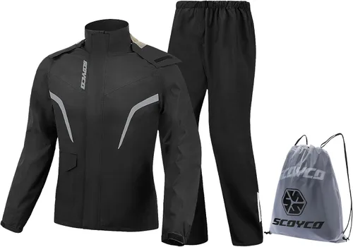 Vista 11 de Scoyco Chaquetas impermeables para hombre, chaqueta impermeable ligera para exteriores con capucha