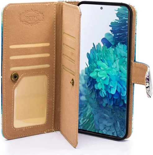 Vista 5 de Bcov Funda para iPhone 12 Pro/iPhone 12, Postal de la Torre Eiffel multifunción Funda de cuero con múltiples ranuras para tarjetas, correa de muñeca