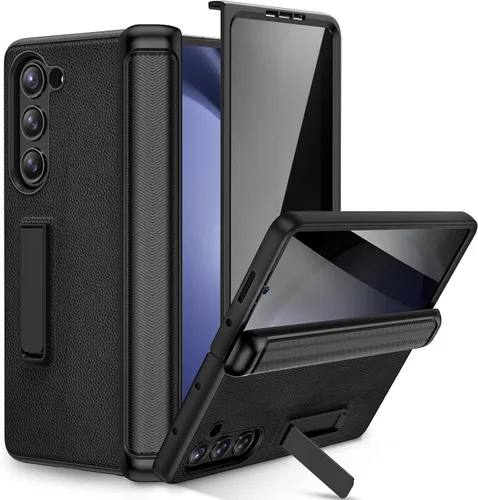 Vista 14 de Ruky Funda para Galaxy Z Fold 5 con protección de bisagra, carcasa de cuerpo completo con soporte magnético integrado y protector de pantalla