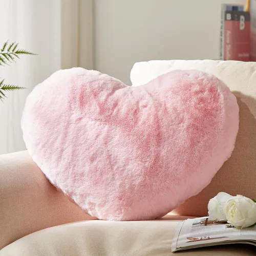 Vista 16 de YRXRUS Almohadas de corazón, almohada en forma de corazón, pequeñas almohadas de corazón rosa polvoriento para regalos, almohadas de imitación