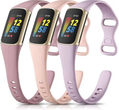 Vista 17 de Maledan Compatible con bandas Fitbit Charge 5 para mujeres y hombres, correa delgada transpirable de silicona suave para deportes, accesorios