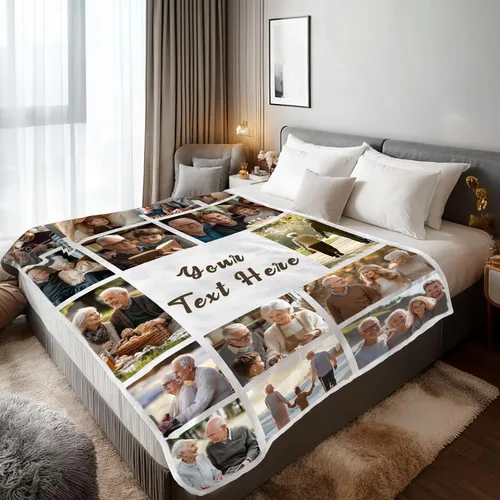Vista 16 de Mantas personalizadas con 1 foto y texto impreso en Estados Unidos Manta personalizada con imagen de 30 x 40 pulgadas Mantas personalizadas
