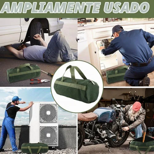 Vista 7 de Bolsa de herramientas, organizador de herramientas portátil de lona multiusos, bolso de mano de almacenamiento resistente con fondo robusto, bolsas