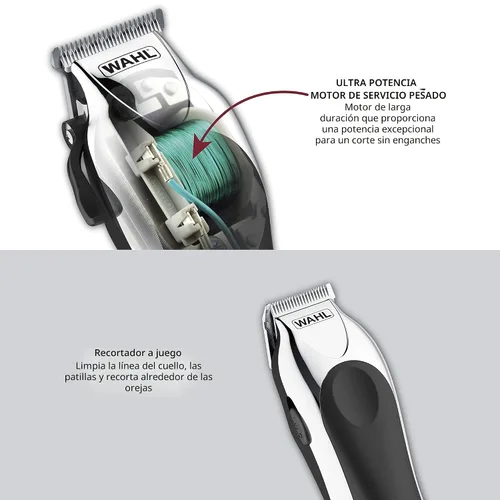 Vista 3 de Wahl Máquina cortadora de cabello de lujo, cromada, profesional, incluye 25 piezas #79524-5201