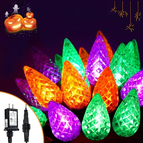 Vista 13 de Guirnalda de 240 luces LED C6 de 78 pies, luces de Navidad súper largas para exteriores e interiores con 13 modos y temporizador, luz parpadeante