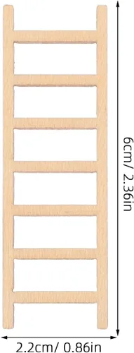 Vista 4 de Mini juego de escalera de madera, mini escalera de casa de muñecas de madera, 2.36 x 0.86 pulgadas, 20 piezas, jardín, escalón de madera