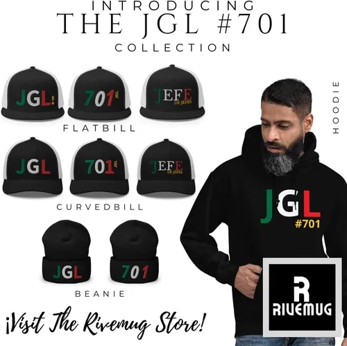 Vista 2 de RIVEMUG JGL - Gorra de camionero bordada en oro Chapo Guzman Chapito 701 con cierre de presión ajustable Gorra JGL