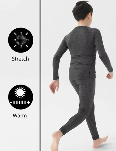 Vista 4 de Conjunto de 2 calzas térmicas de compresión y camisas de pantalones largos, forro polar cálido para niños