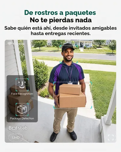 Vista 3 de BOTSLAB Cámara inalámbrica de timbre, vista de pies a cabeza 2K, sin
