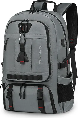 Vista 10 de Mochila de viaje de 45 litros aprobada por la TSA con compartimento para zapatos y separación en seco y húmedo, bolsa para laptop de 18.4 pulgadas