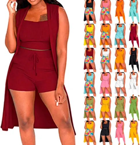 Vista 6 de JMMSlmax Conjunto de 3 piezas para mujer, conjunto de pantalones sexis para mujer, top corto de punto acanalado, cárdigan largo, kimono, salida