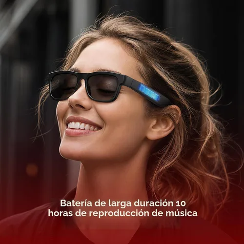 Vista 3 de OhO Smart Glasses, gafas de sol polarizadas con altavoz Bluetooth, protección UV atlética/al aire libre y control de voz, unisex (lente gris)