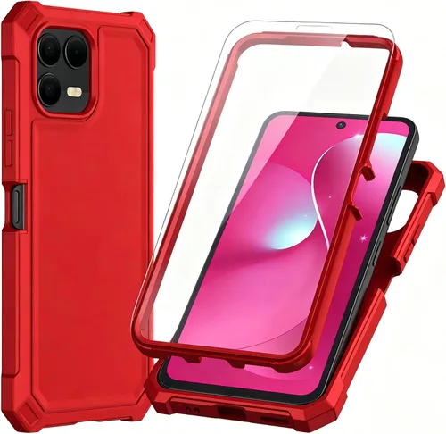 Vista 10 de Funda para T-Mobile Revvl 7 Pro 5G con protector de pantalla, protección de cuerpo completo, parte trasera de policarbonato suave, protección